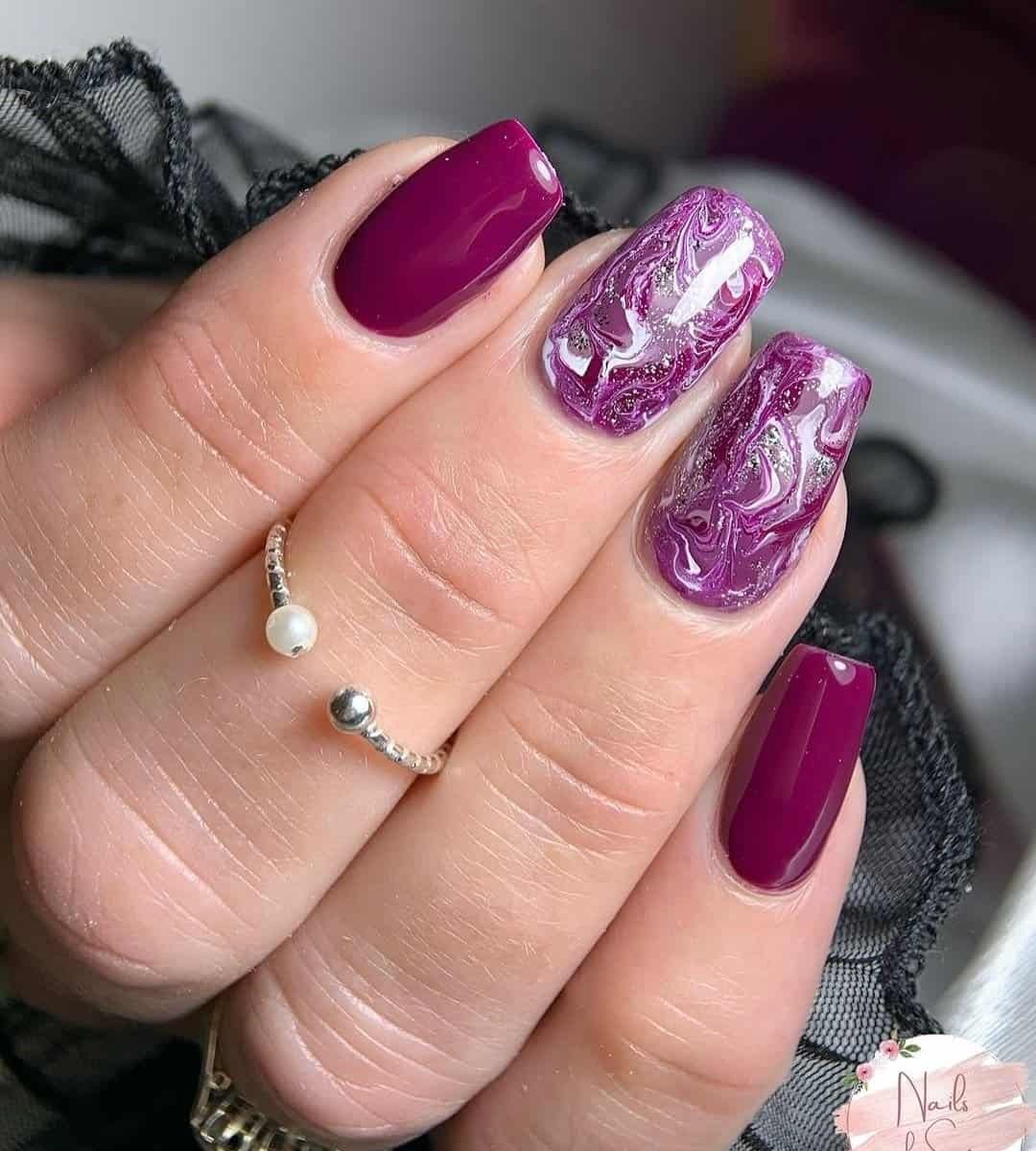 Image Marble Magic Purple Nail Art Design