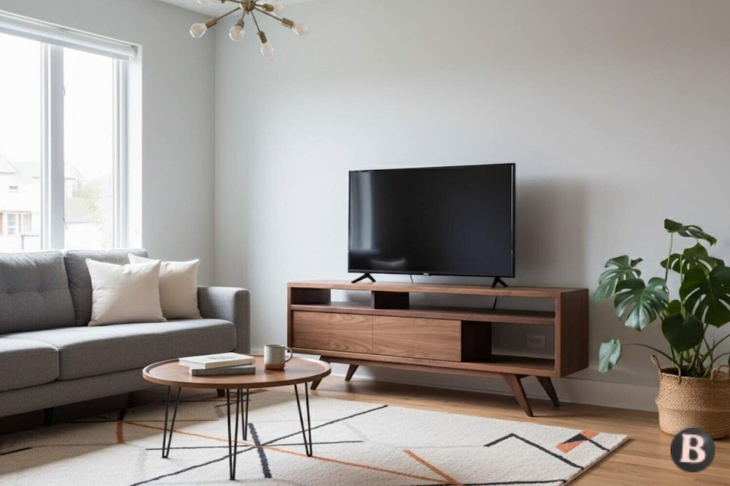 Image of Mid-Century Modern TV Stand Cabinet