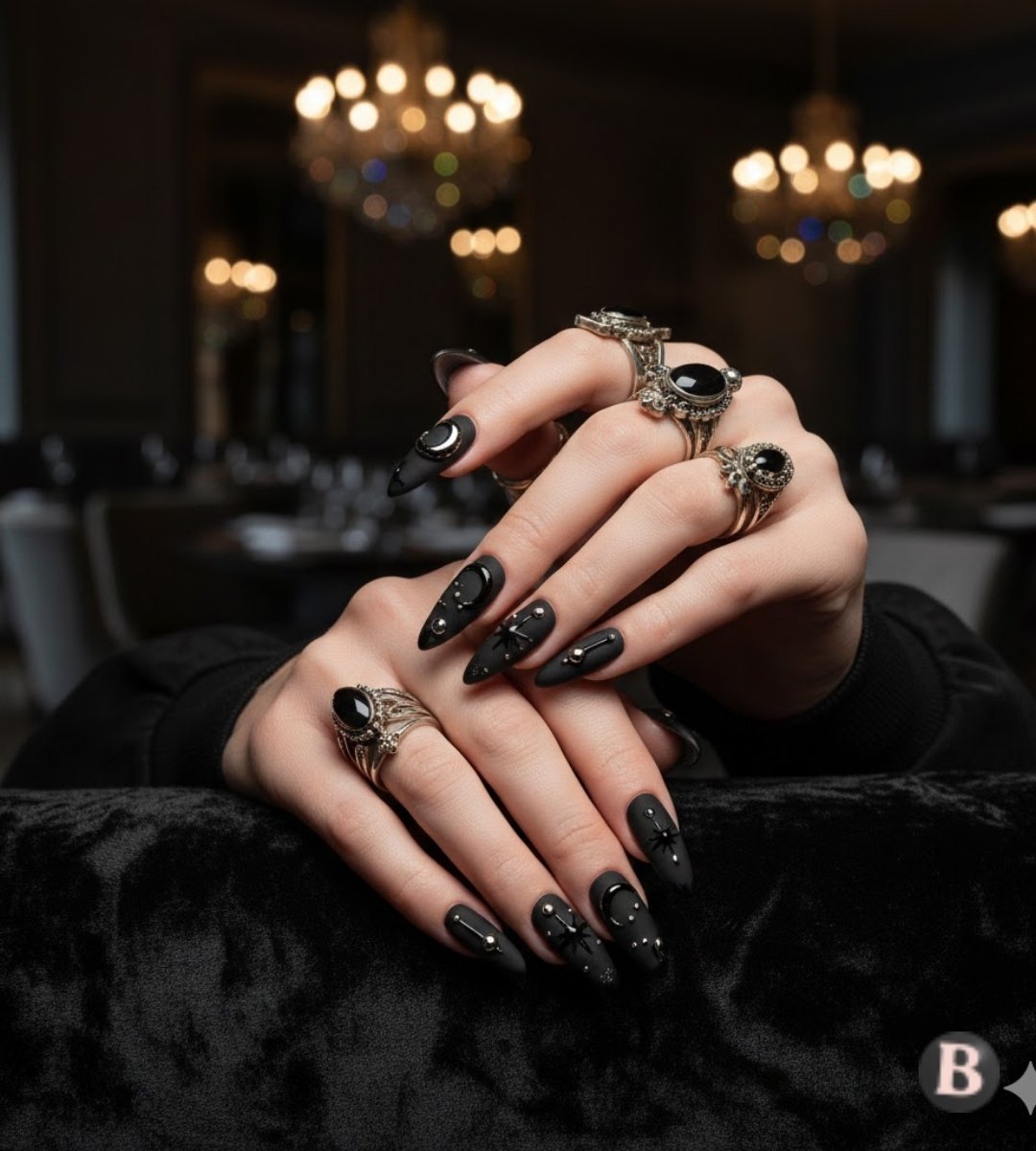 Image of 3D Celestial Black Nails