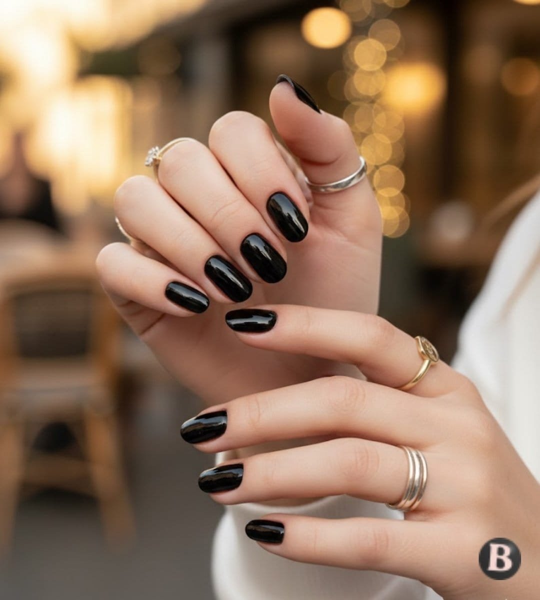 Image of Glossy Black Gel Nails