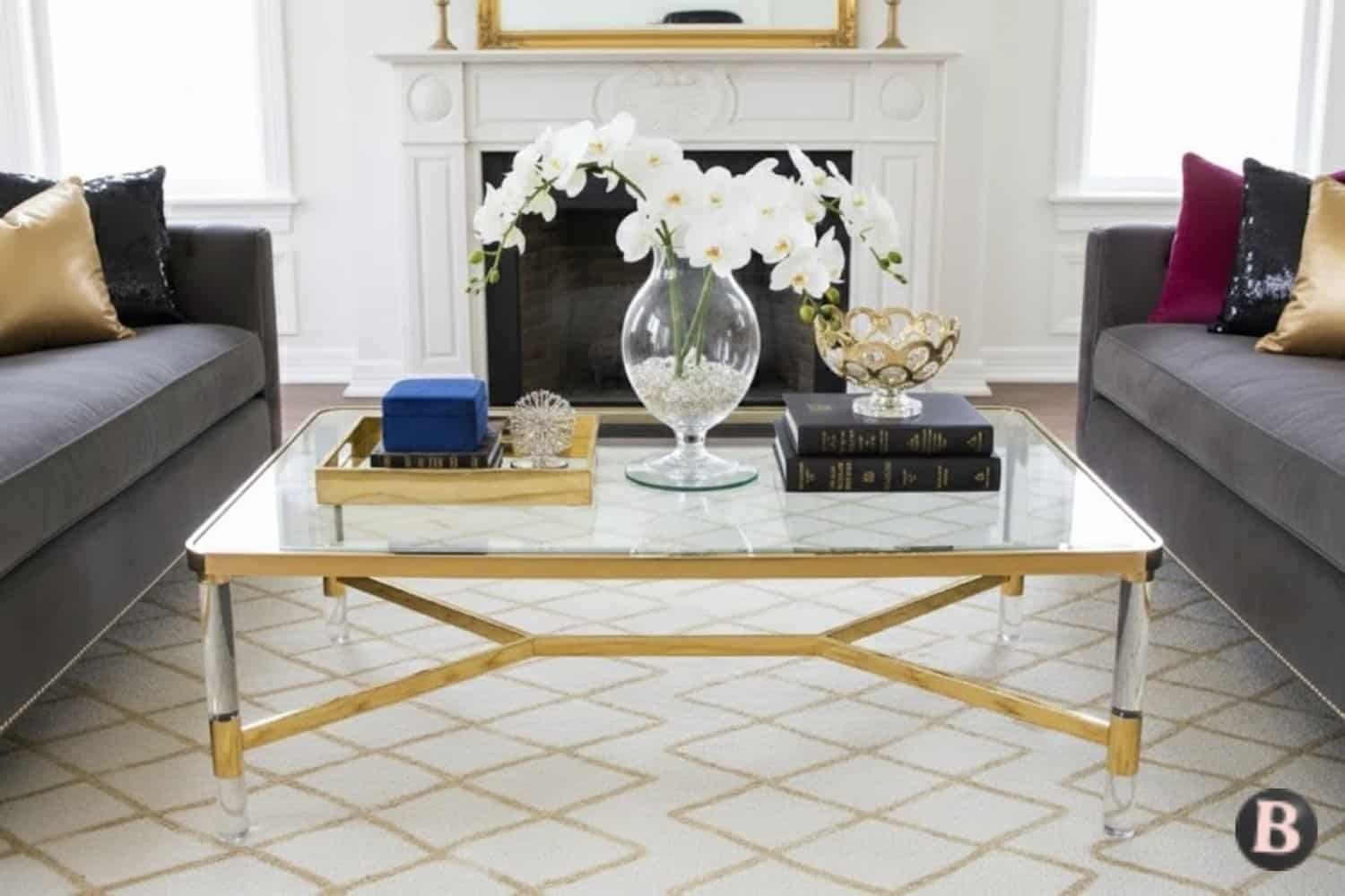 Image of Chic Glamorous Gold Coffee Table Design