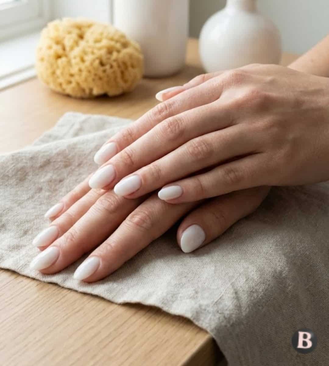 Image of Milky White Soap Nail Design