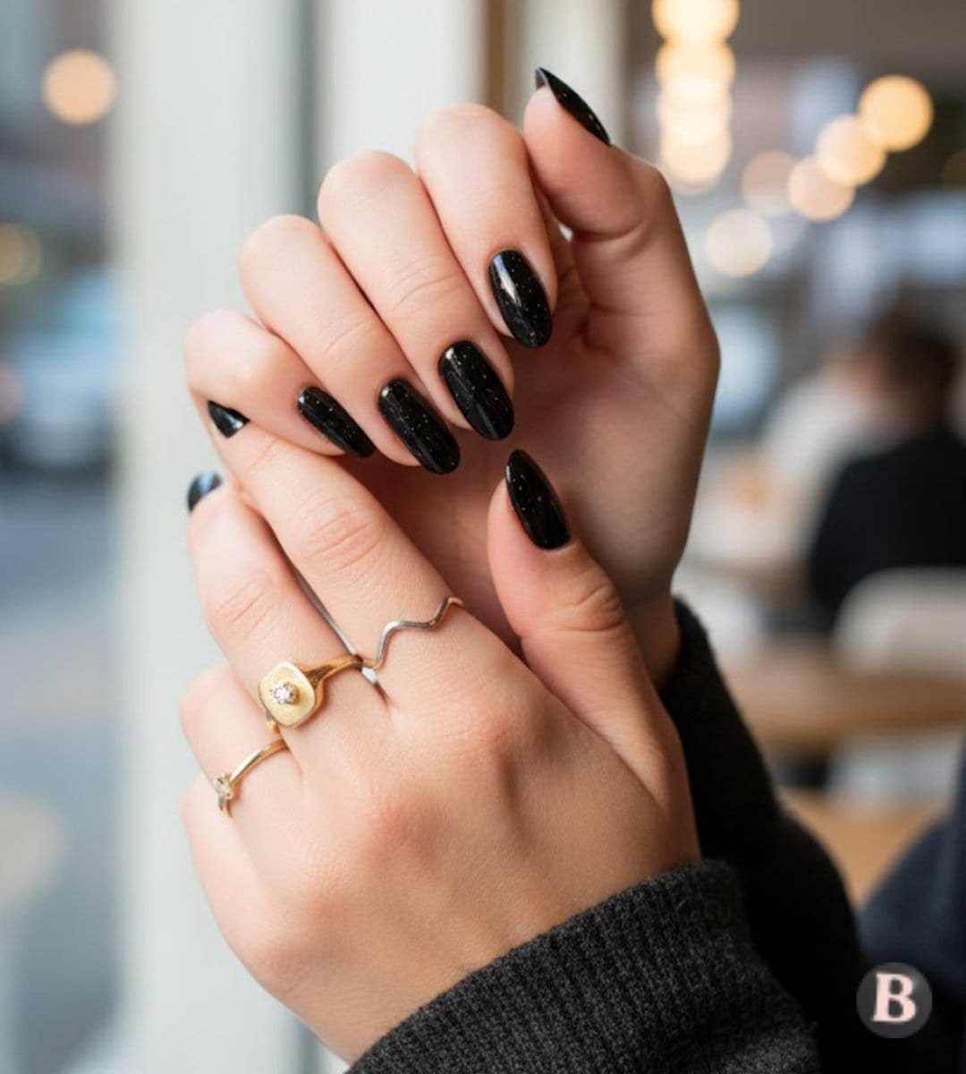 Image of Shimmer Black Nails