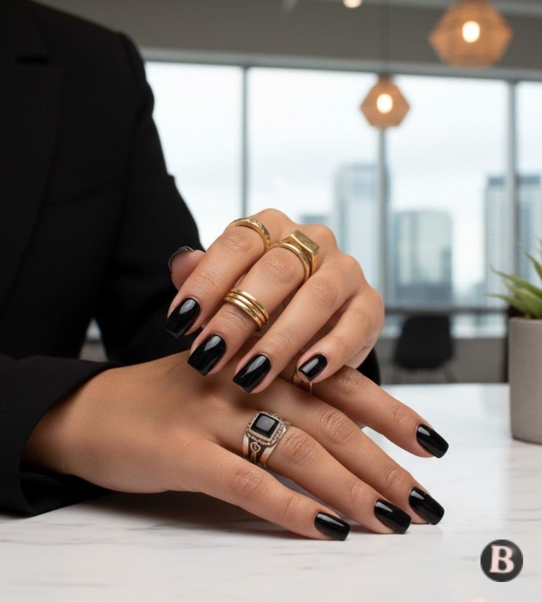 Image of Square Short Black Nails
