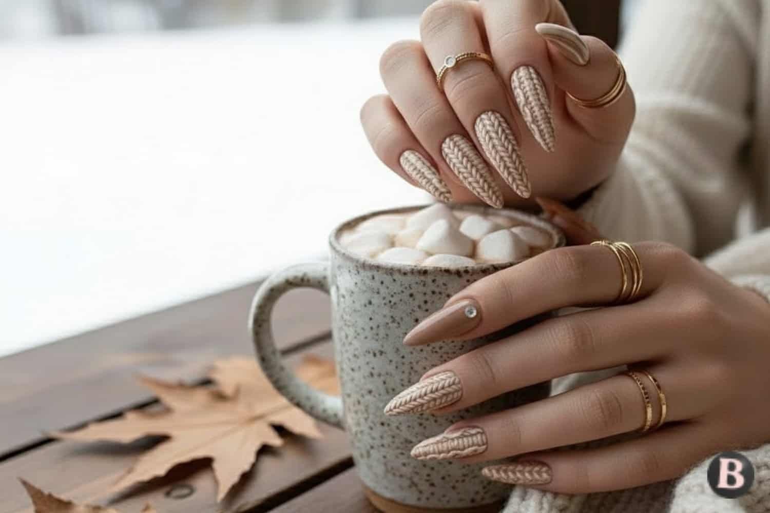 Swirly and Knitted Sweater Mani