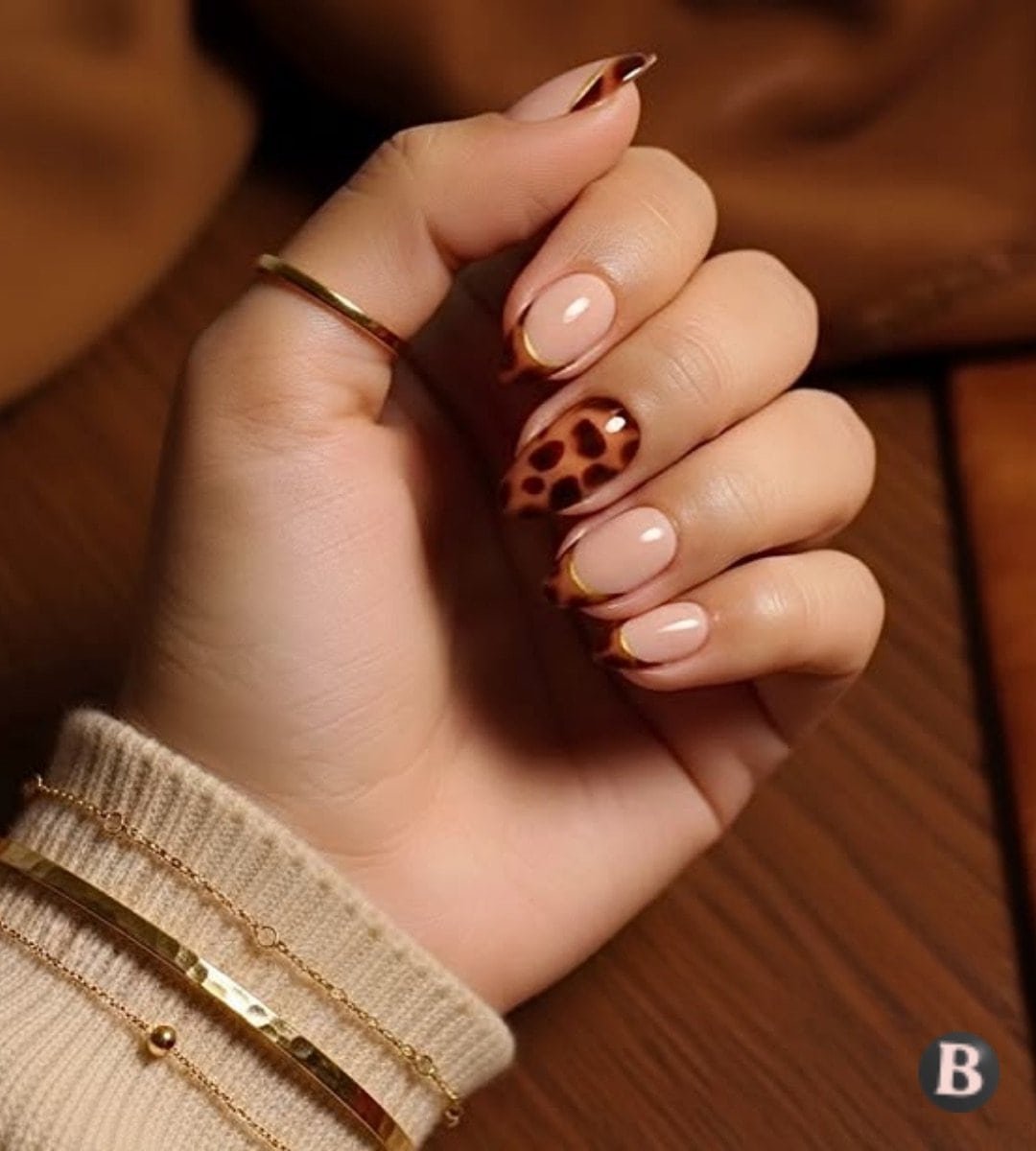 Copy of Nail Savvy World - Chic Tortoiseshell Accent Glossy Weekend Nails