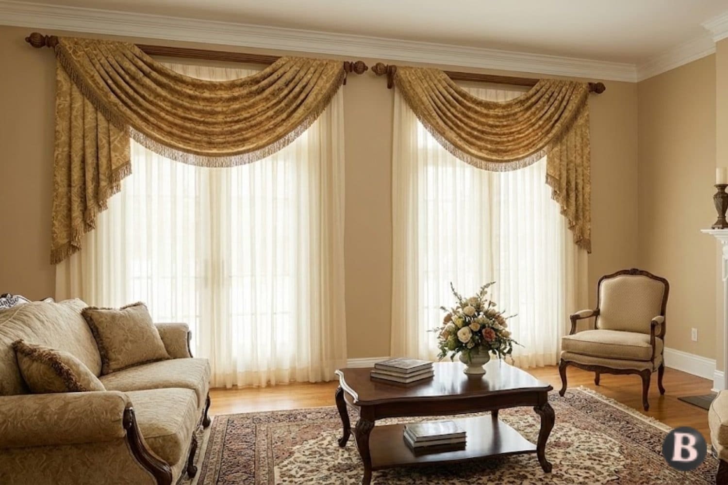 Beautiful Life Hub Home Decor - Two Swags Living Room Curtain Style