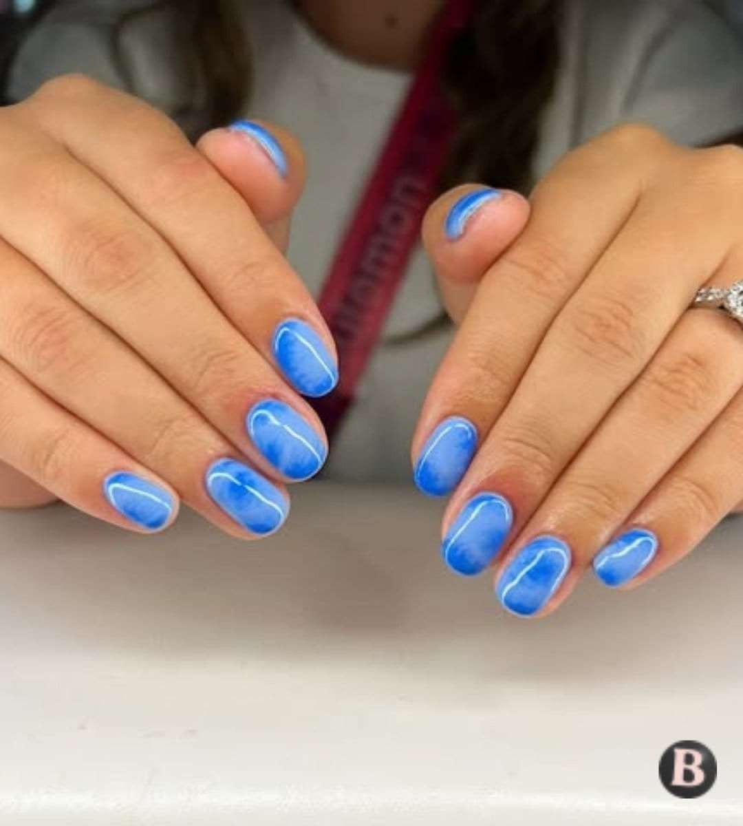 Electric Blue Ocean Water August Nails