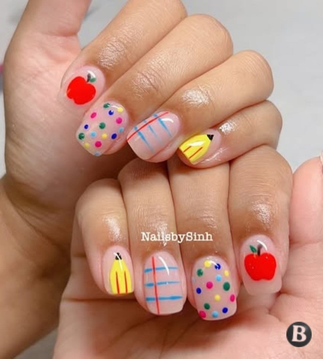 Playful Mix-And-Match Back-To-School Nails