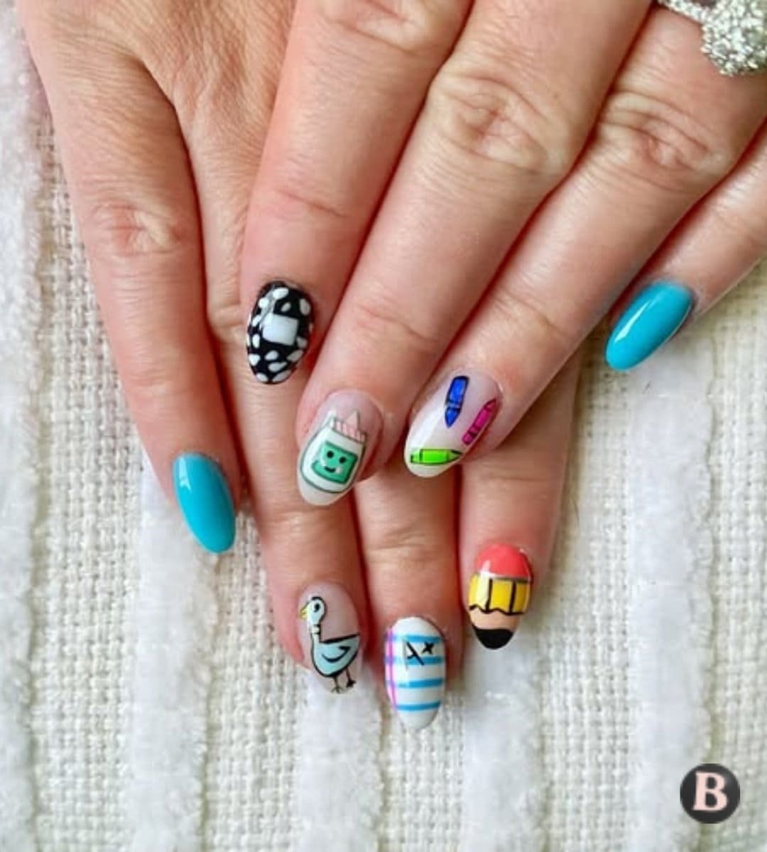 Playful School Supply Doodle Back-To-School Nails