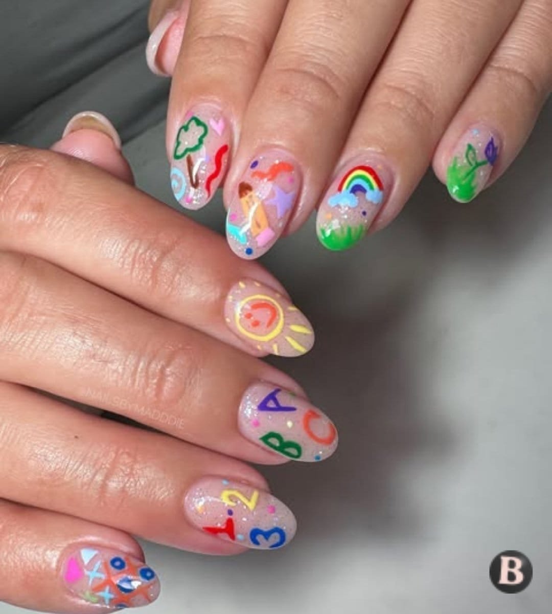 Whimsical Kid-Core Back-To-School Nails
