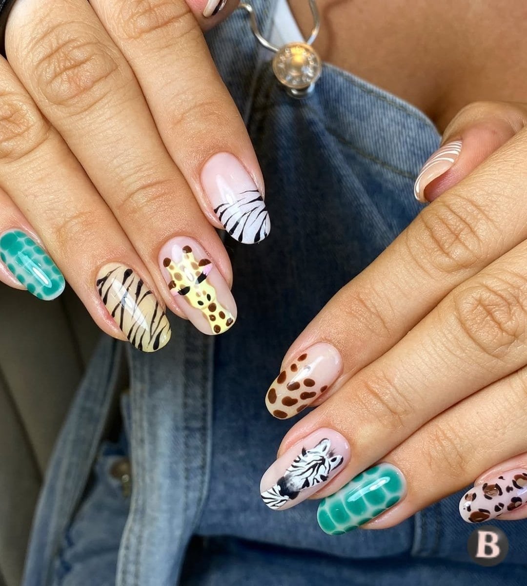 Artistic Safari Mixed Animal Nails