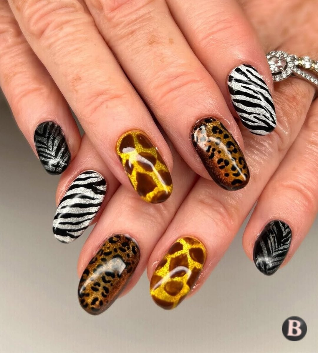 Glamorous Metallic Safari & Glitter Animal Print Nails