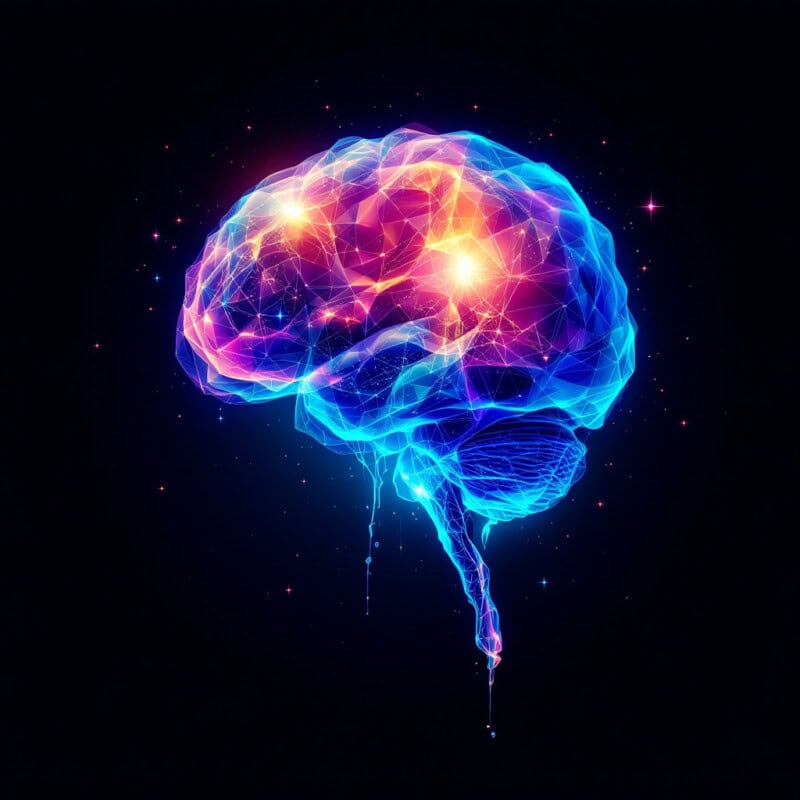 Colorful neon image of a brain with active thoughts with a black background. Image represents the unique neurodivergent mind