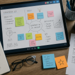 brainstorming en ligne sur tableau digital avec post-its