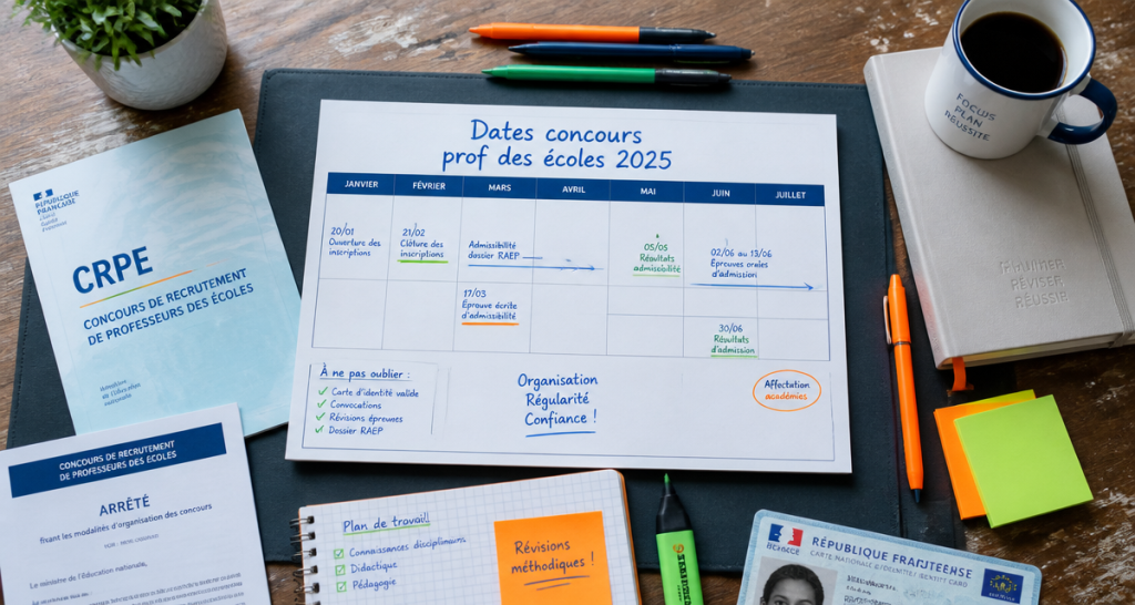 dates concours prof des écoles 2025 calendrier CRPE