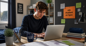 job étudiant en ligne étudiant ordinateur chambre