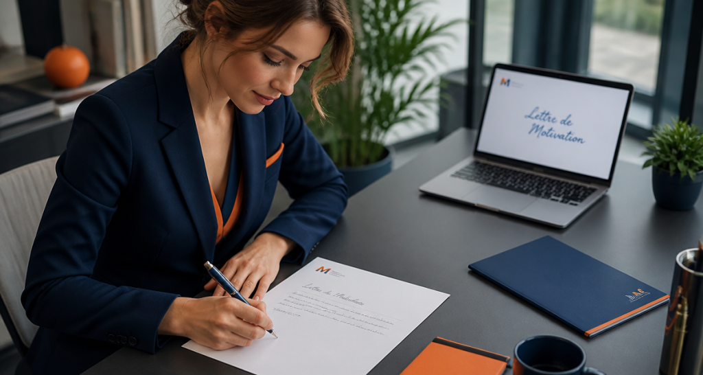 lettre de motivation pour une ecole manuscrite sur bureau contemporain