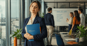 que faire apres un bts sam jeune femme professionnelle open space