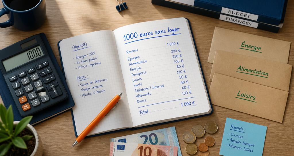 vivre avec 1000 euros par mois sans loyer carnet de comptes et calculatrice