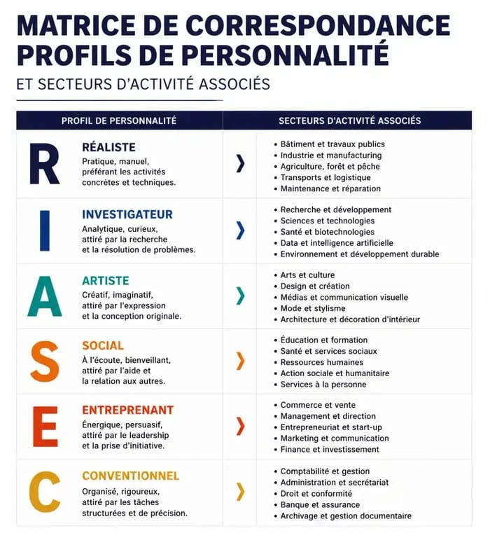 Infographie des profils de personnalité pour savoir quel métier est fait pour moi