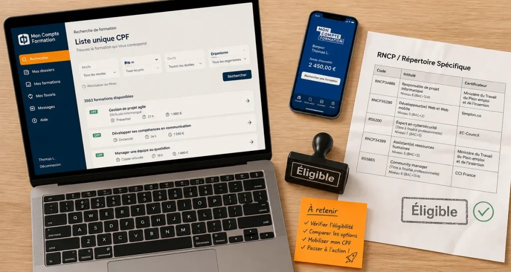 Formation CPF liste : certifications éligibles