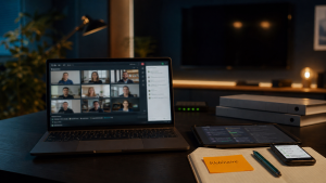 Webinar définition : grille vidéo et chat, visio web