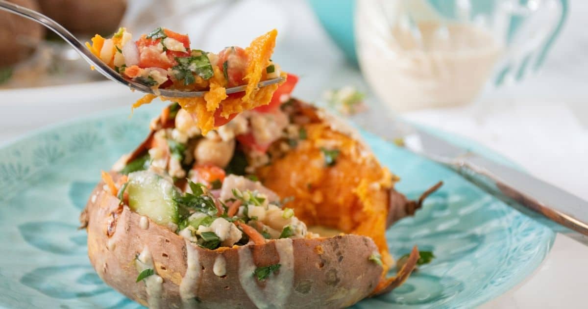 Cover photo of stuffed sweet potatoes