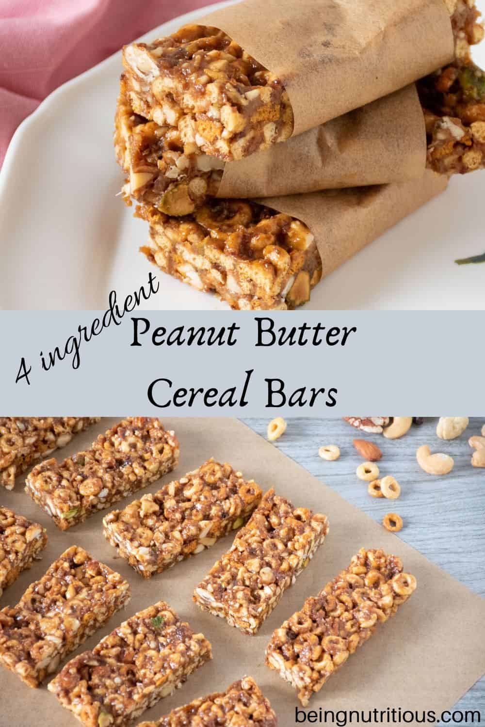 Peanut butter cereal bars pinterest graphic