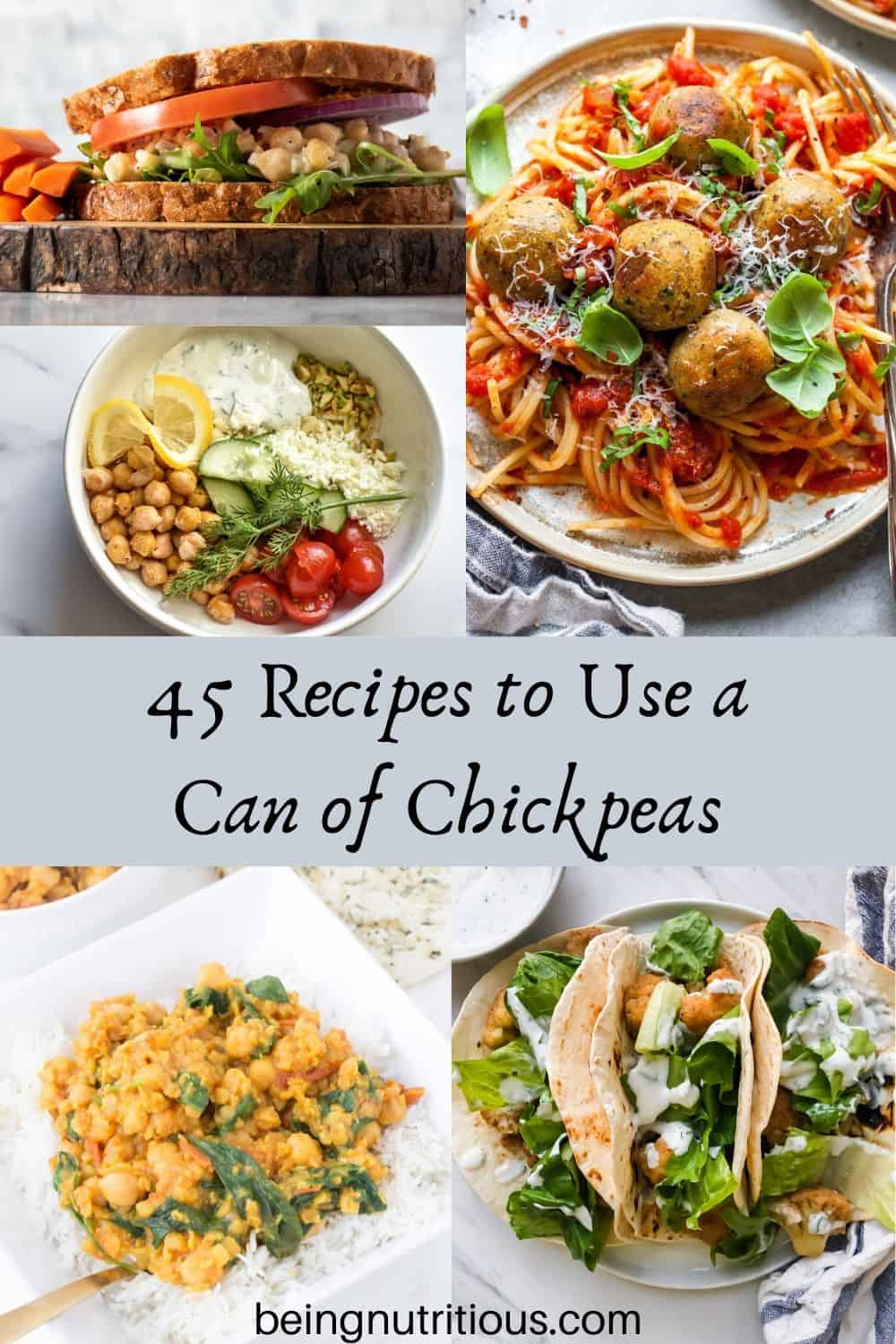 Pinterest graphic for chickpea recipes