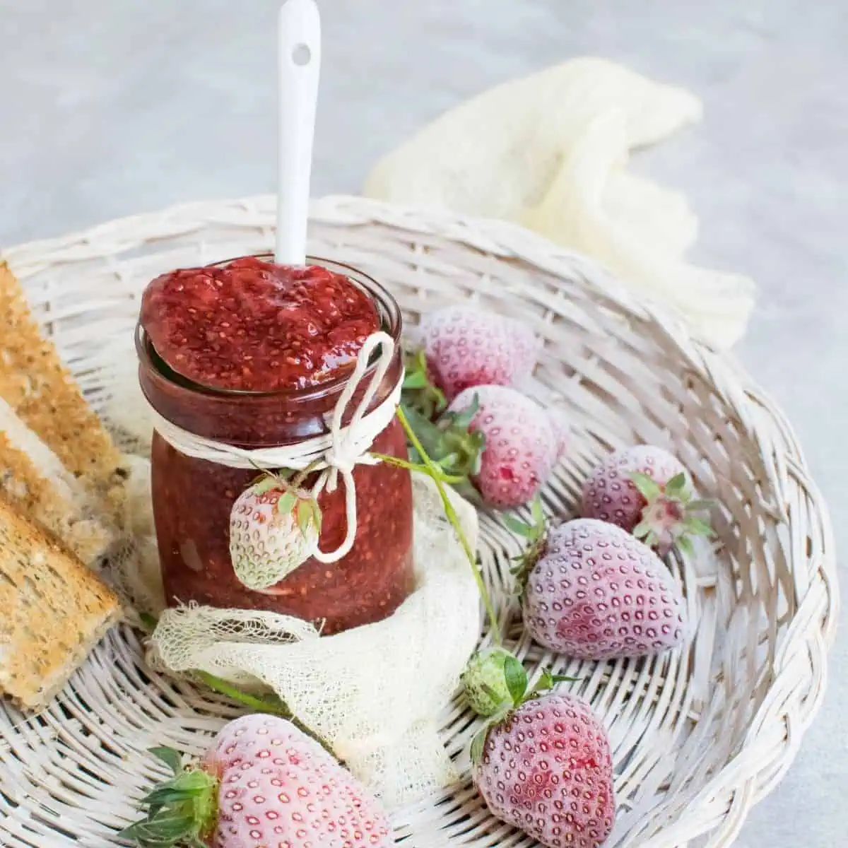 Strawberry jam in a jar