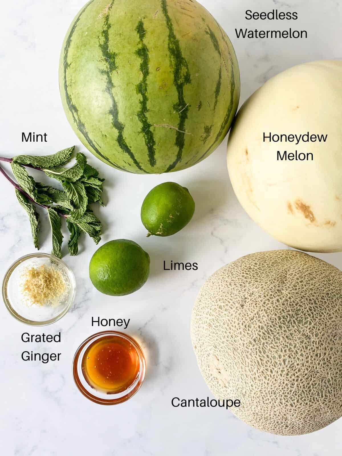 Ingredients for melon salad.