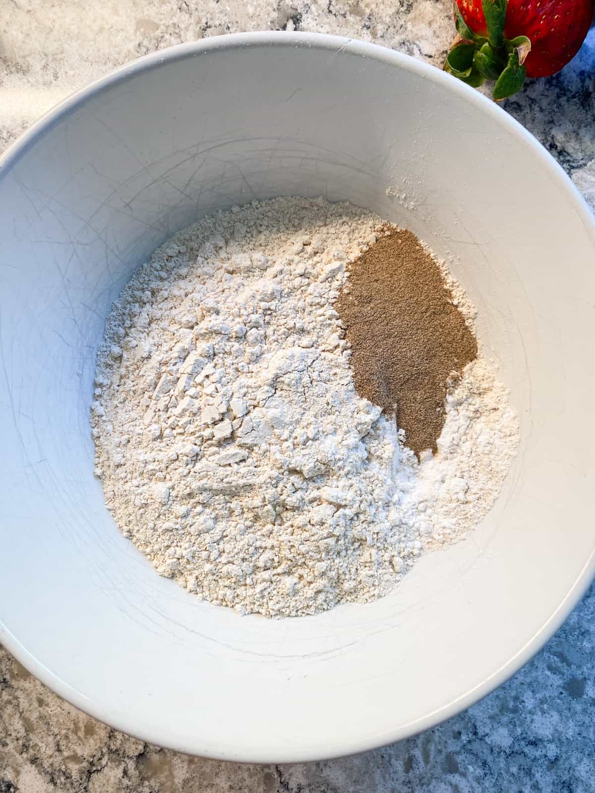 Dry ingredients in a bowl.