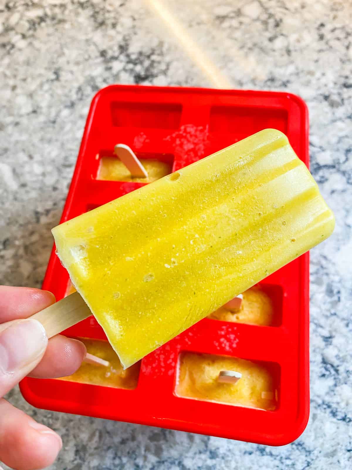 Frozen popsicle, removed from the mold.