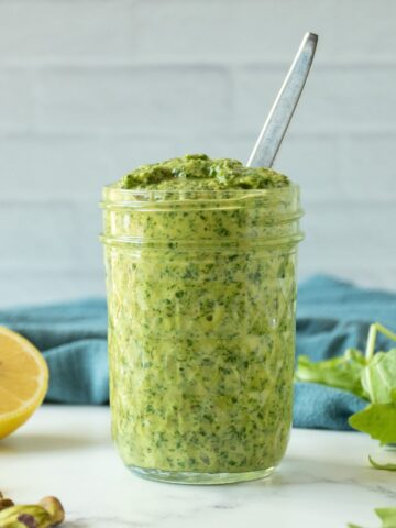 Pesto in a jar.