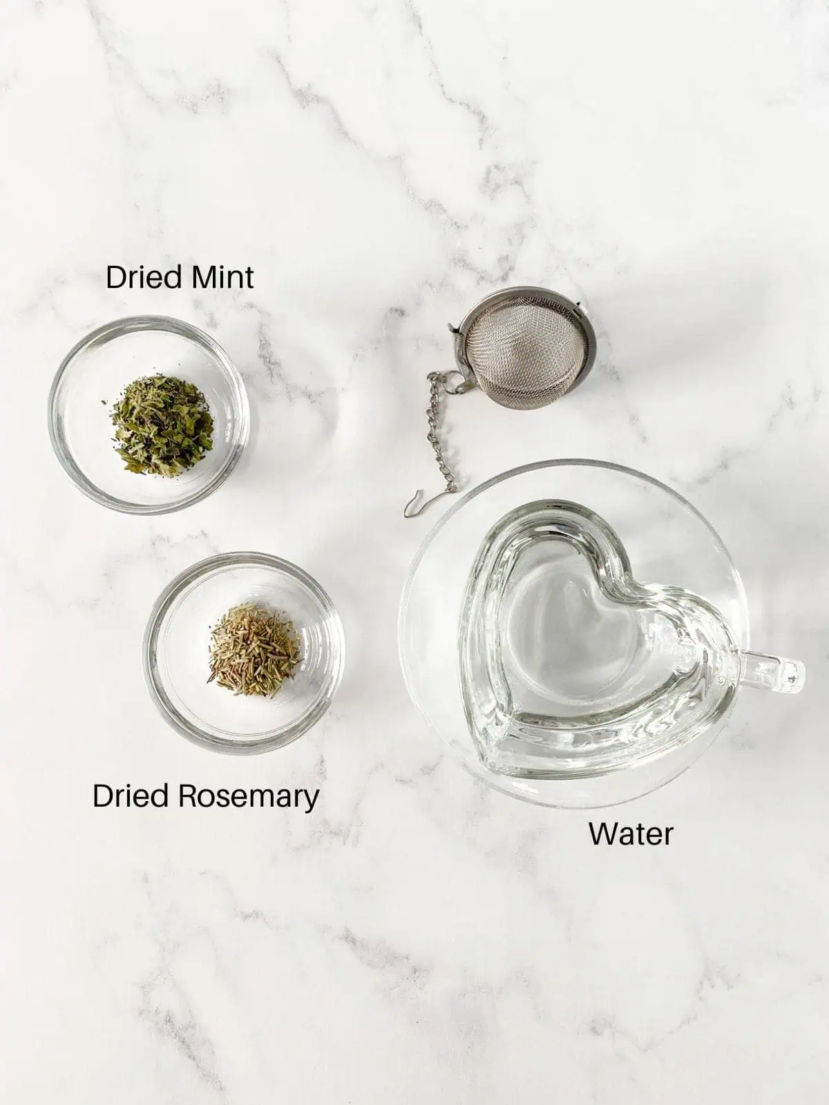 Ingredients for rosemary mint tea.