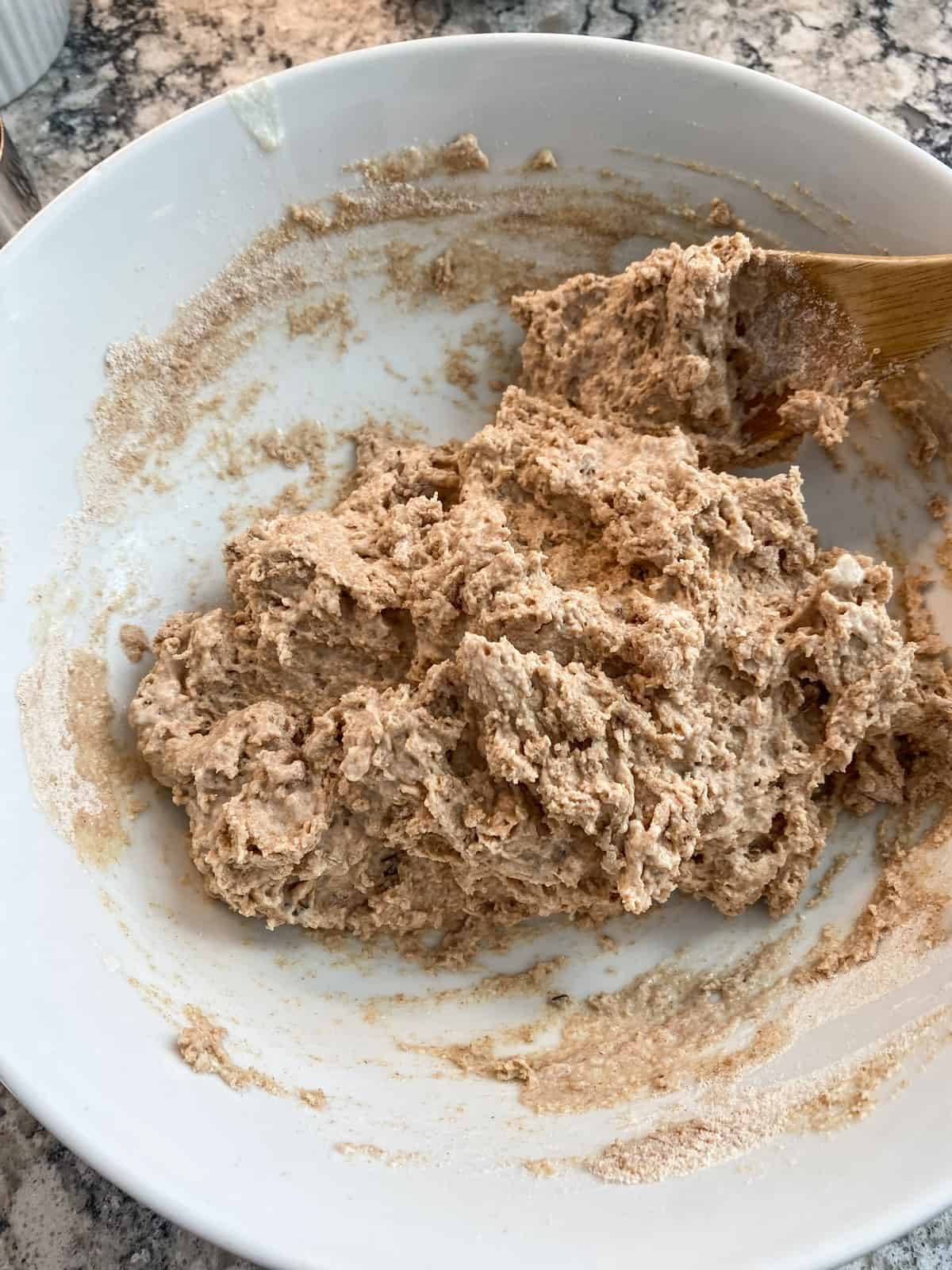 Dumpling batter mixed up.