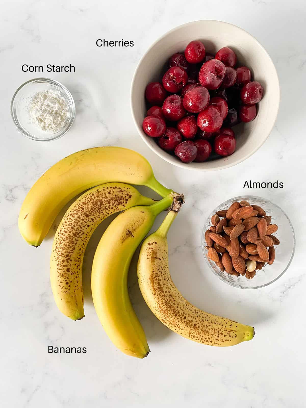 Ingredients for cherry nice cream.