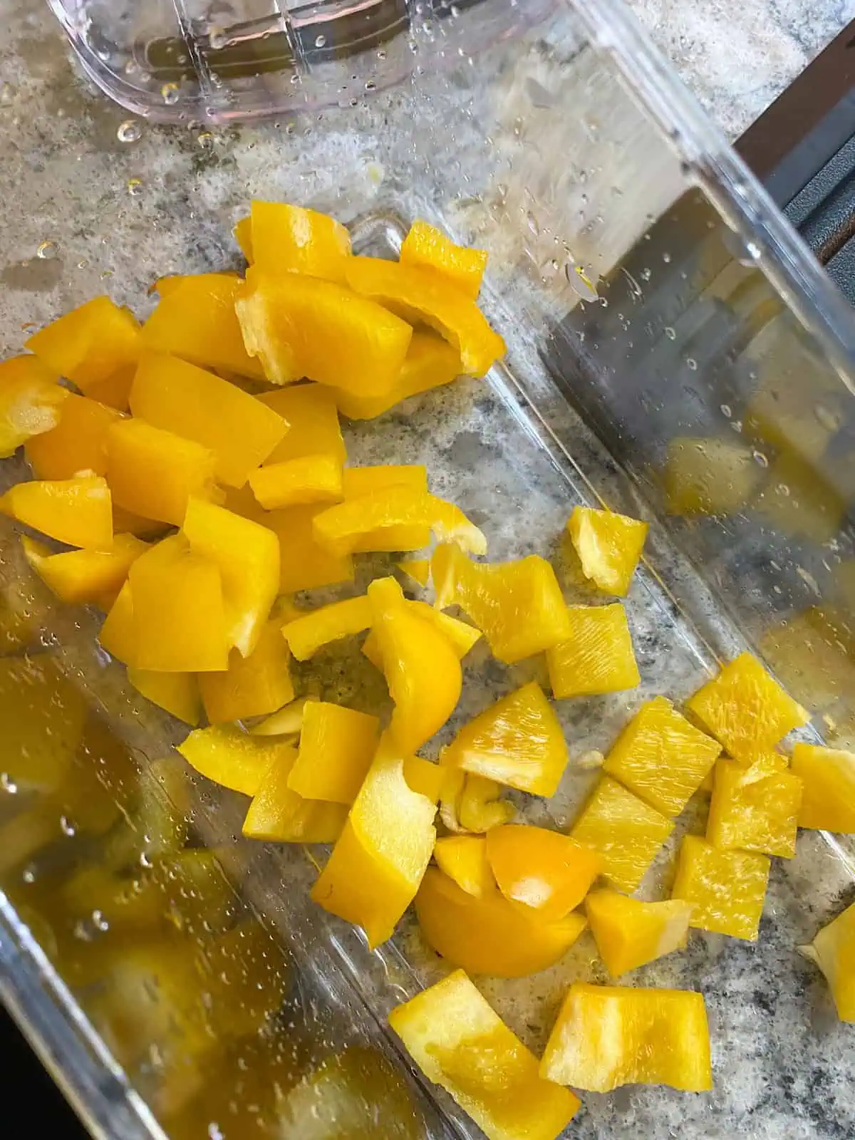 Chopped yellow peppers.