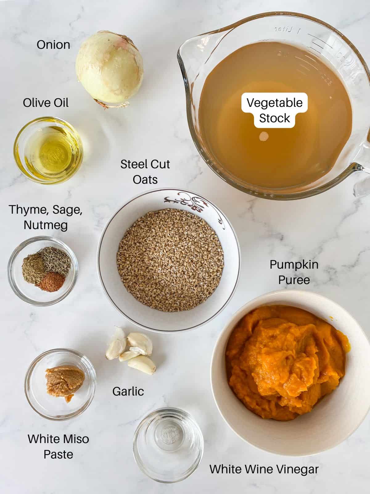 Ingredients for slow cooker pumpkin risotto.