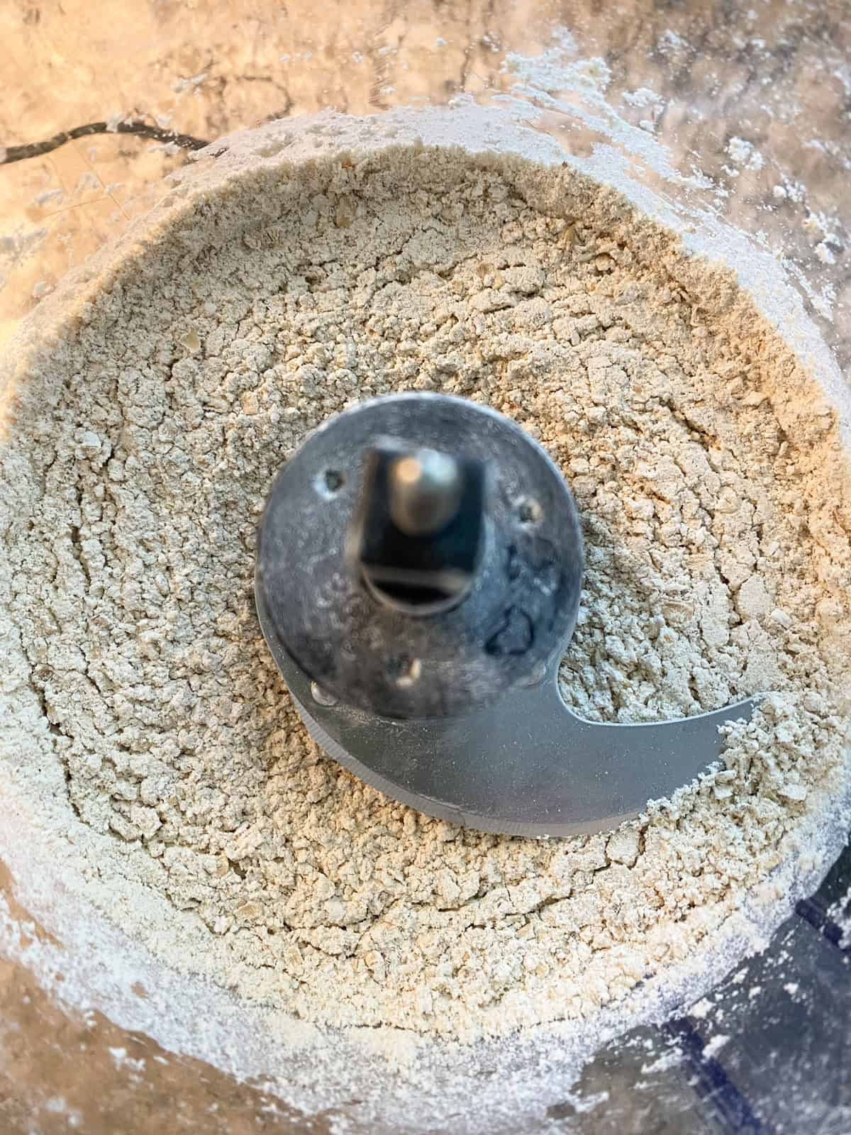 Flour and processed oats in the food processor.