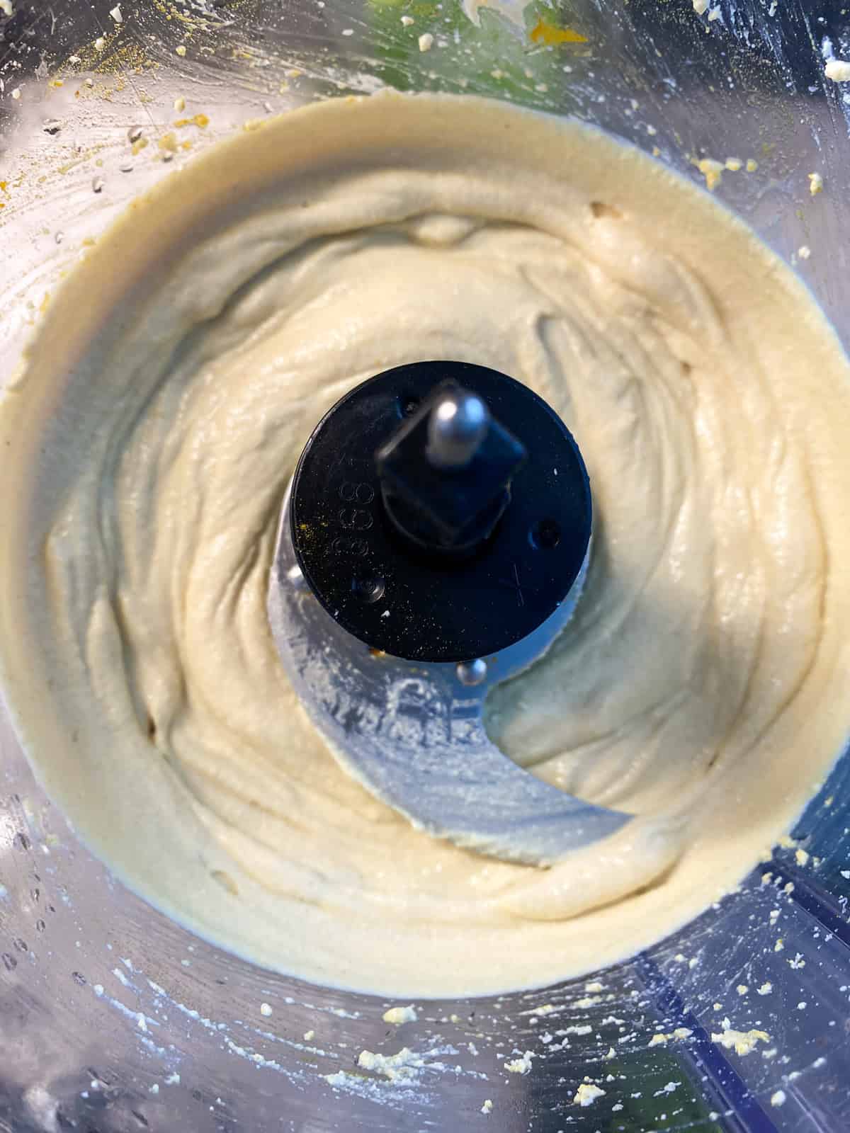 Tofu processed until very smooth.