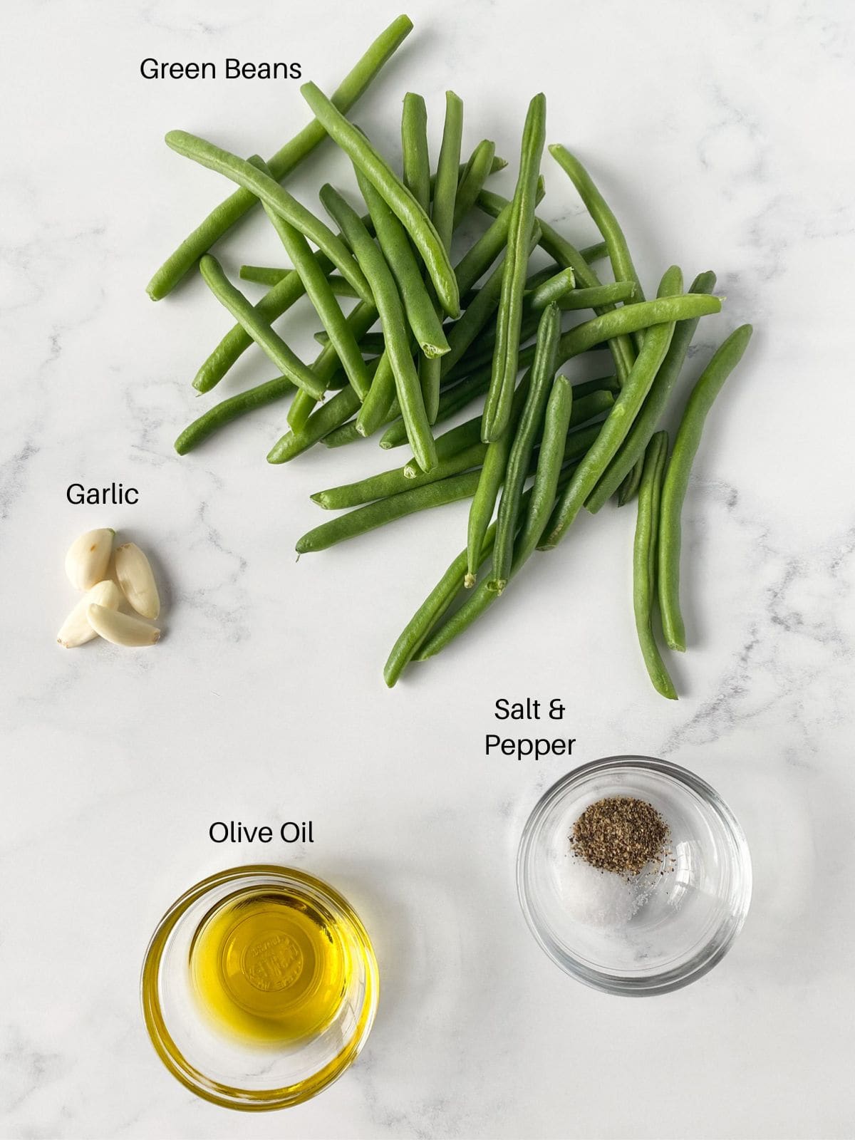 Ingredients for garlic roasted green beans.
