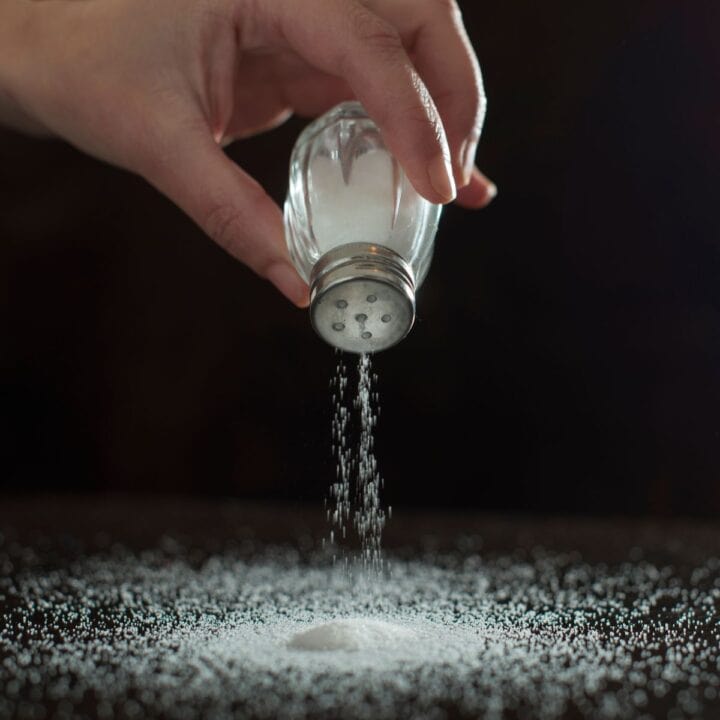 Salt pouring from a salt shaker