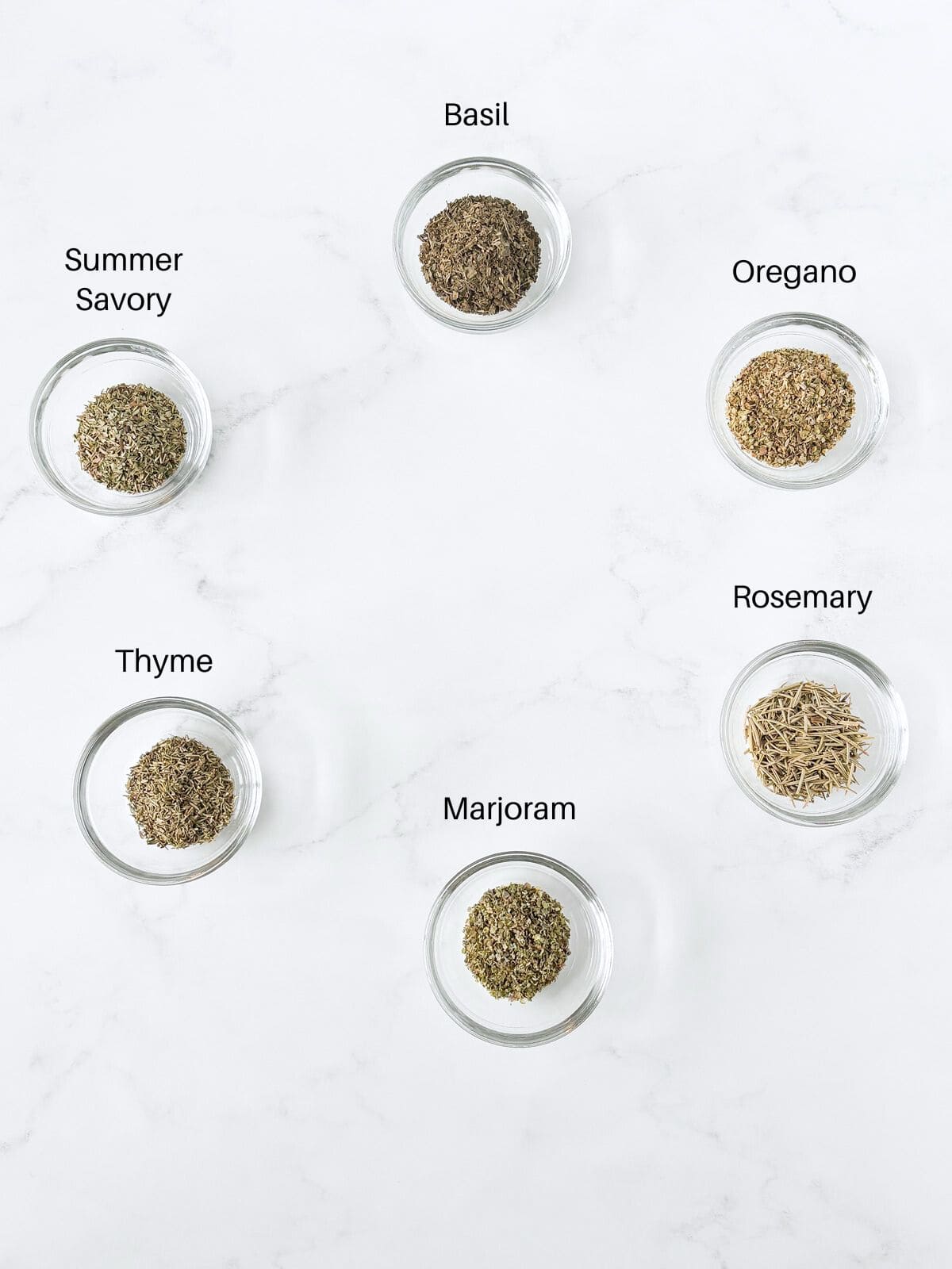 Ingredients for Italian seasoning.