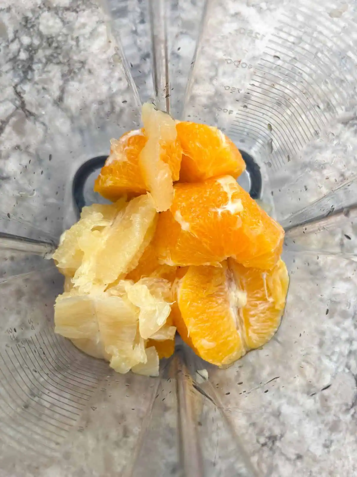Oranges and lemon in a blender.