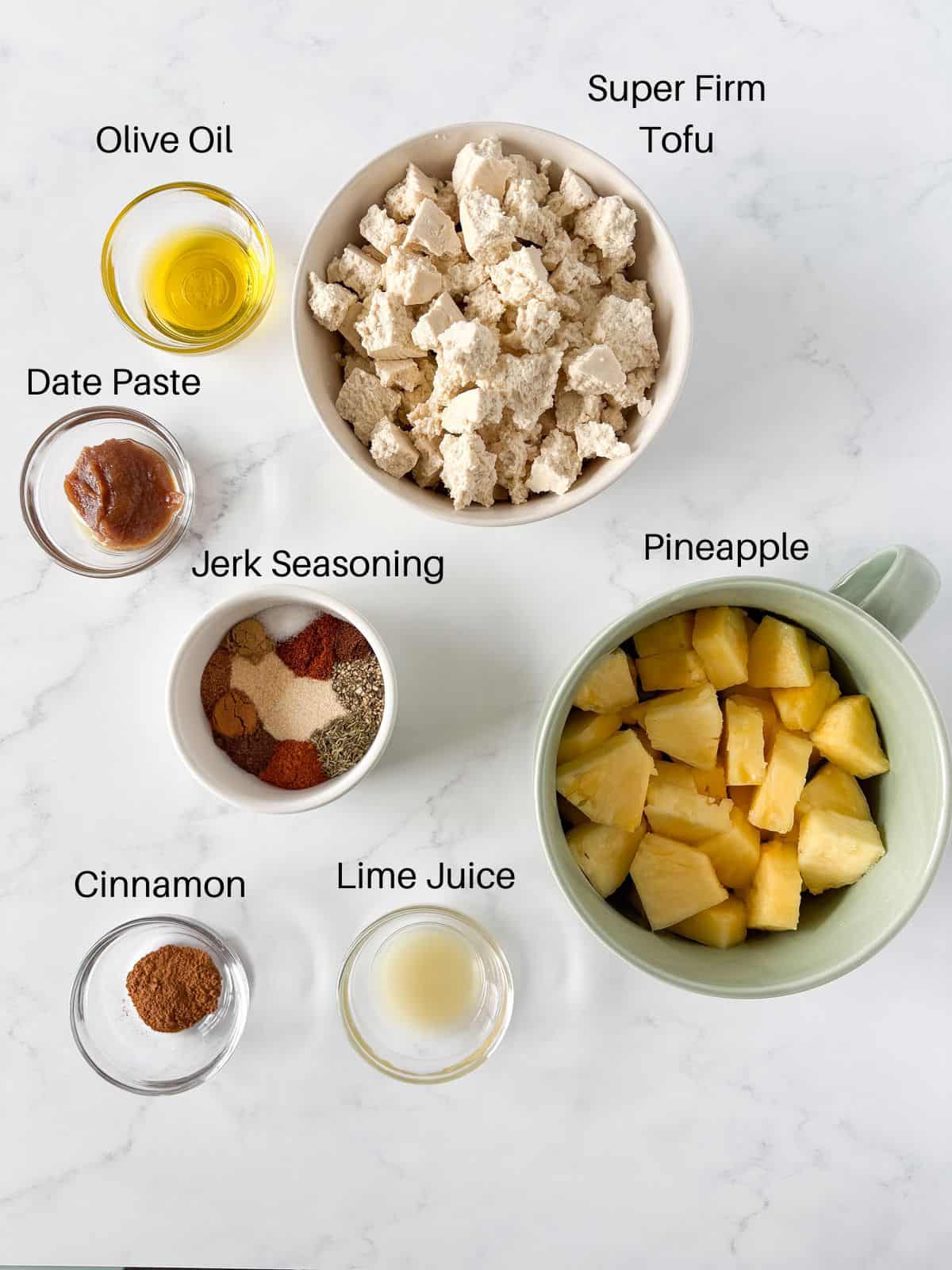 Ingredients for jerk tofu.