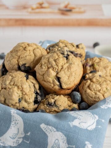 Muffins in a serving bowl.