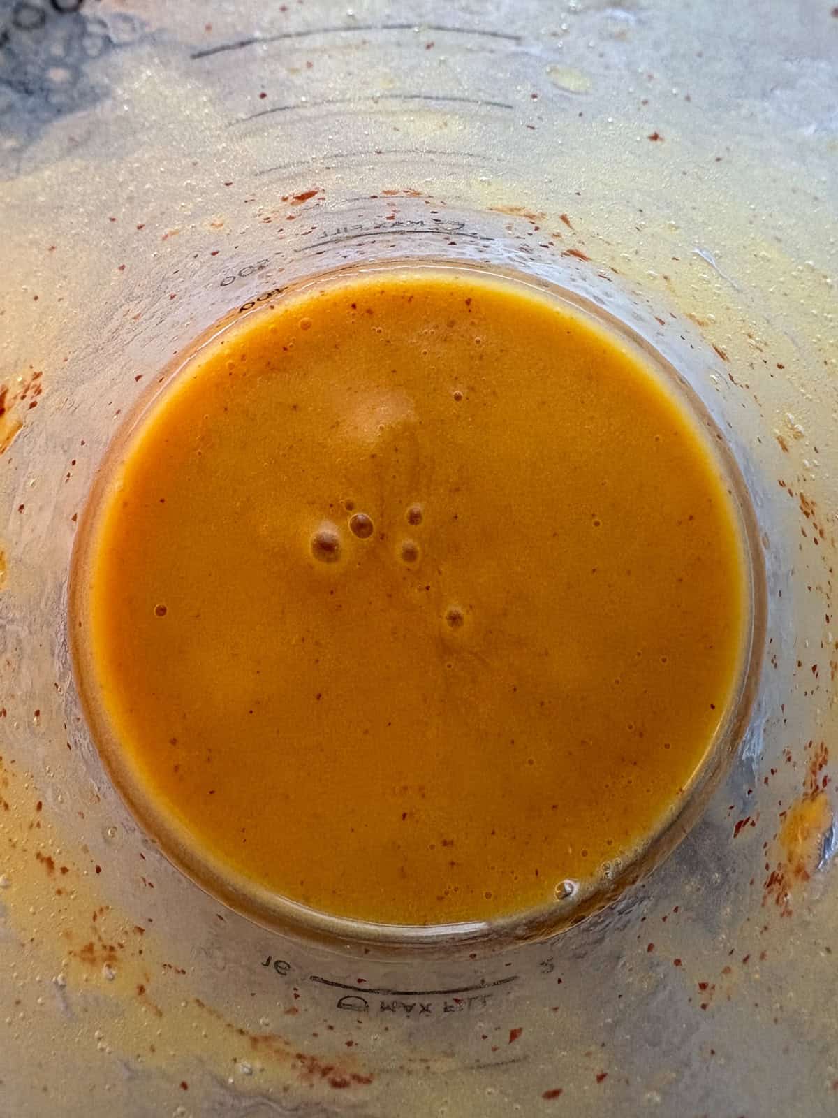 Peach puree in a blender.