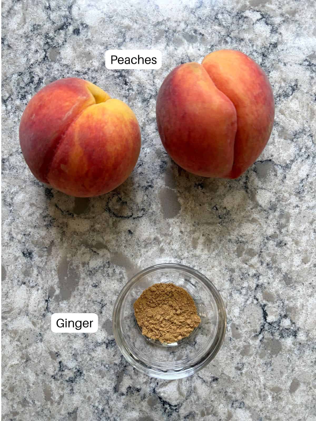 Ingredients for peach syrup.